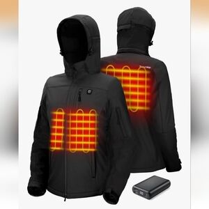 TideWe Hooded Heated Waterproof Jacket Black
